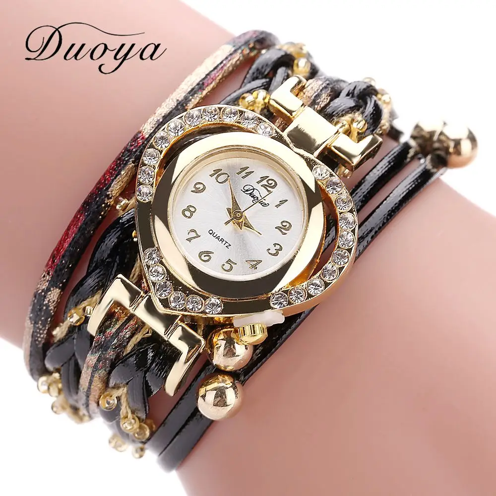 

Duoya Brand Watches Women Luxury Gold Heart Rhinestone Bracelet Quartz Watch Ladies Dress Women Fashion Watches Dropshipping