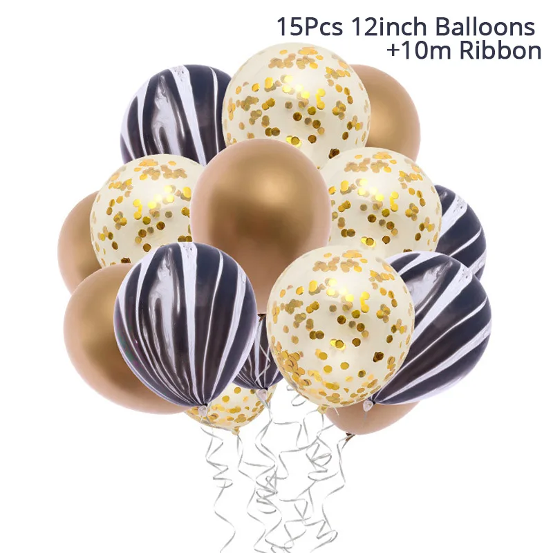 WEIGAO с днем рождения 30 воздушные шары Золотой/черный воздушный шар "Конфетти" 30 цифр шары Большой 30 день рождения украшения для взрослых - Цвет: 15pcs mix balloons