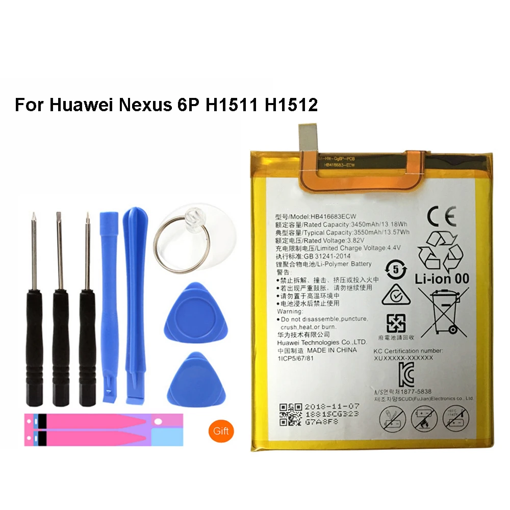 HB416683ECW телефон Аккумулятор для Huawei Nexus 6 P H1511 H1512 3450 mAh запасной аккумулятор Бесплатные инструменты