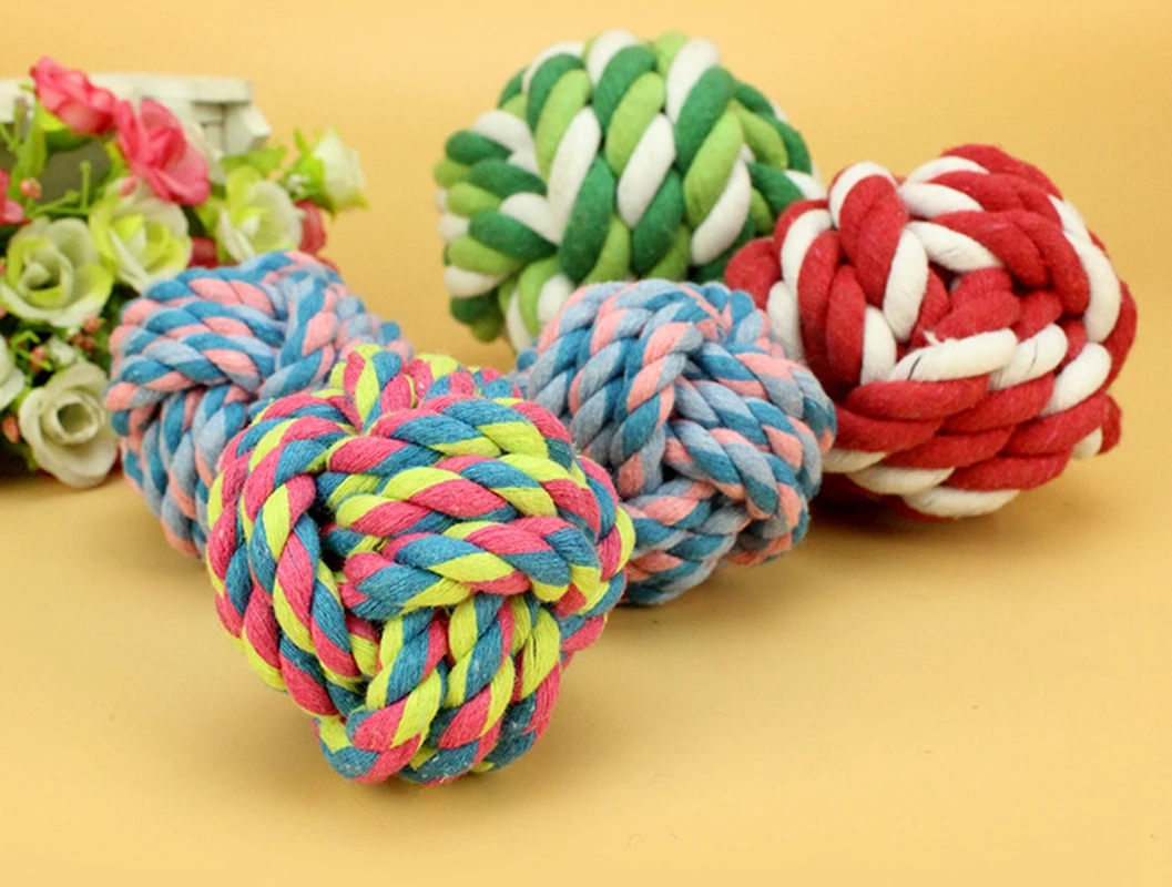 fashion Pet Dog Braided Cotton Strong Tug Chew Fetch Rope Teeth Clean