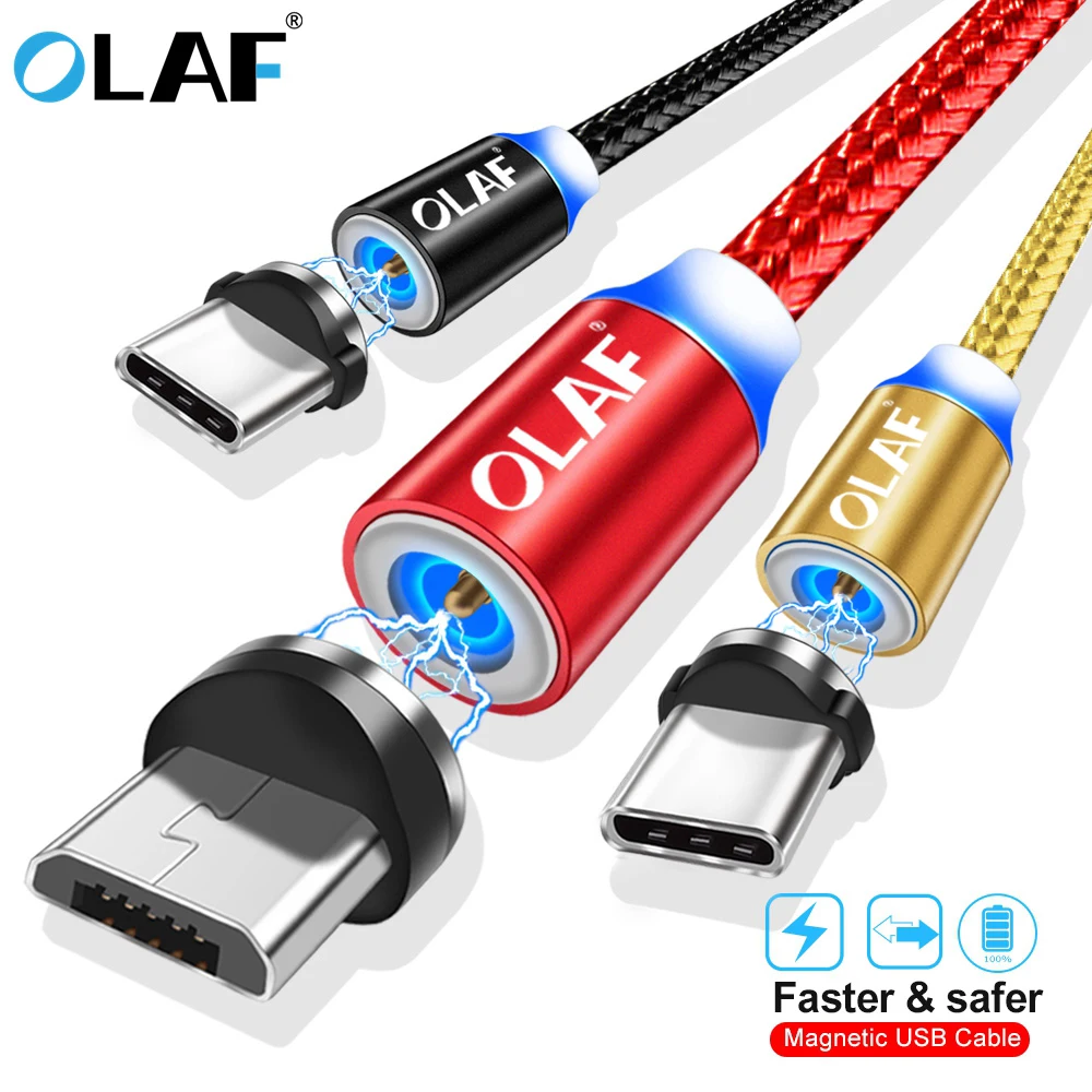 Магнитный Micro USB кабель OLAF 2A Зарядка 1 м 2 м светодиодный магнитный кабель для зарядки и передачи данных для Xiaomi 4X huawei P8 Lite samsung A5 J5 J7