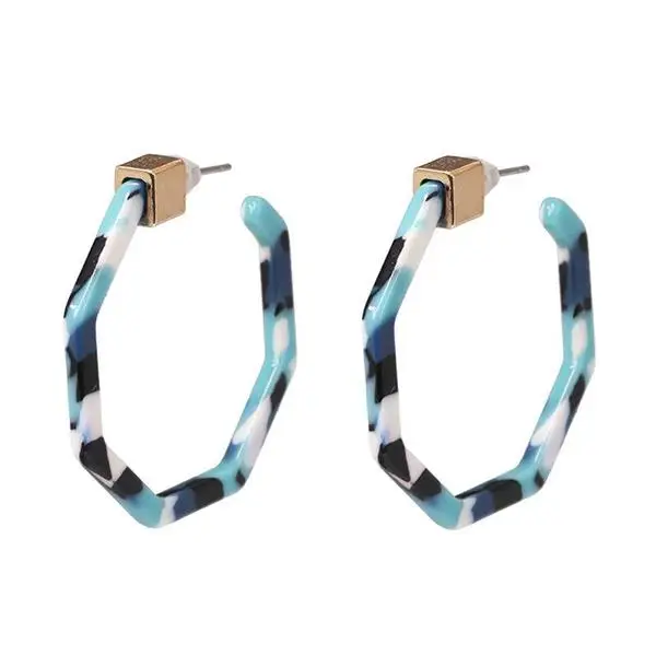

In Stock Womens Double CC Acetate Resin Hoop Cuff Earrings Jewelry For Girls