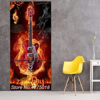 

DIY Diamond Painting Cross Stitch Kit Full Diamond Embroidery 5D Square Diamond Mosaic Home decor Fire guitar triptych ML204