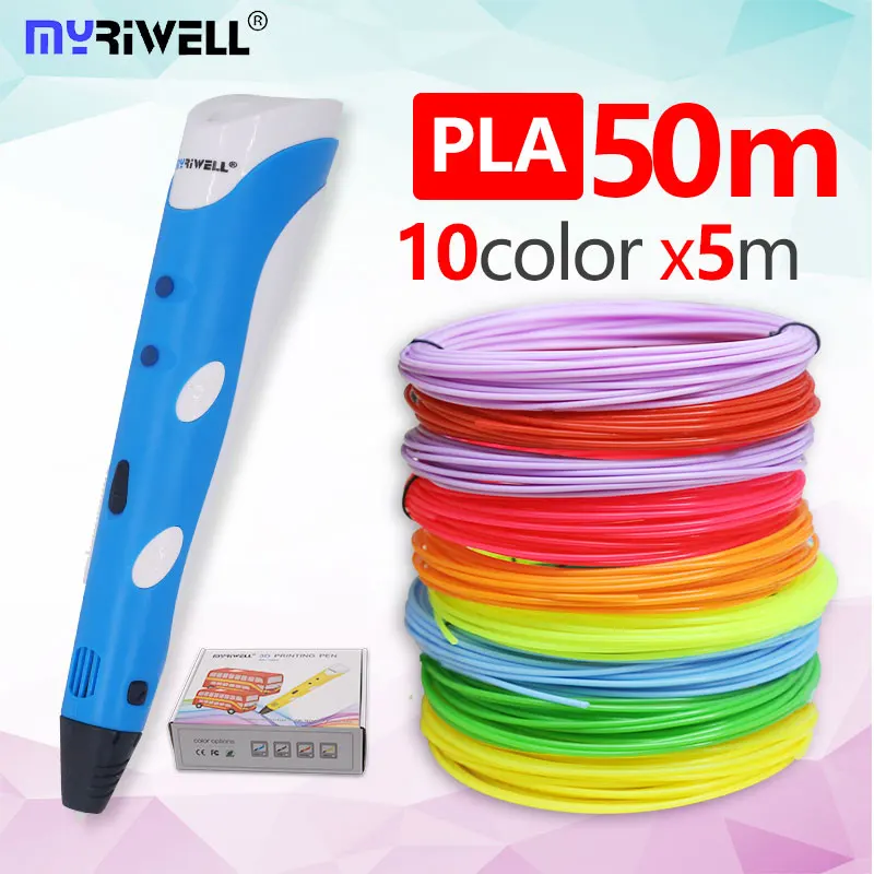 Myriwell 3d Ручка rp100a с бесплатной abs и pla нитью, 3d печатная ручка, 3d ручки для детей, инструменты для рисования, подарок на день рождения