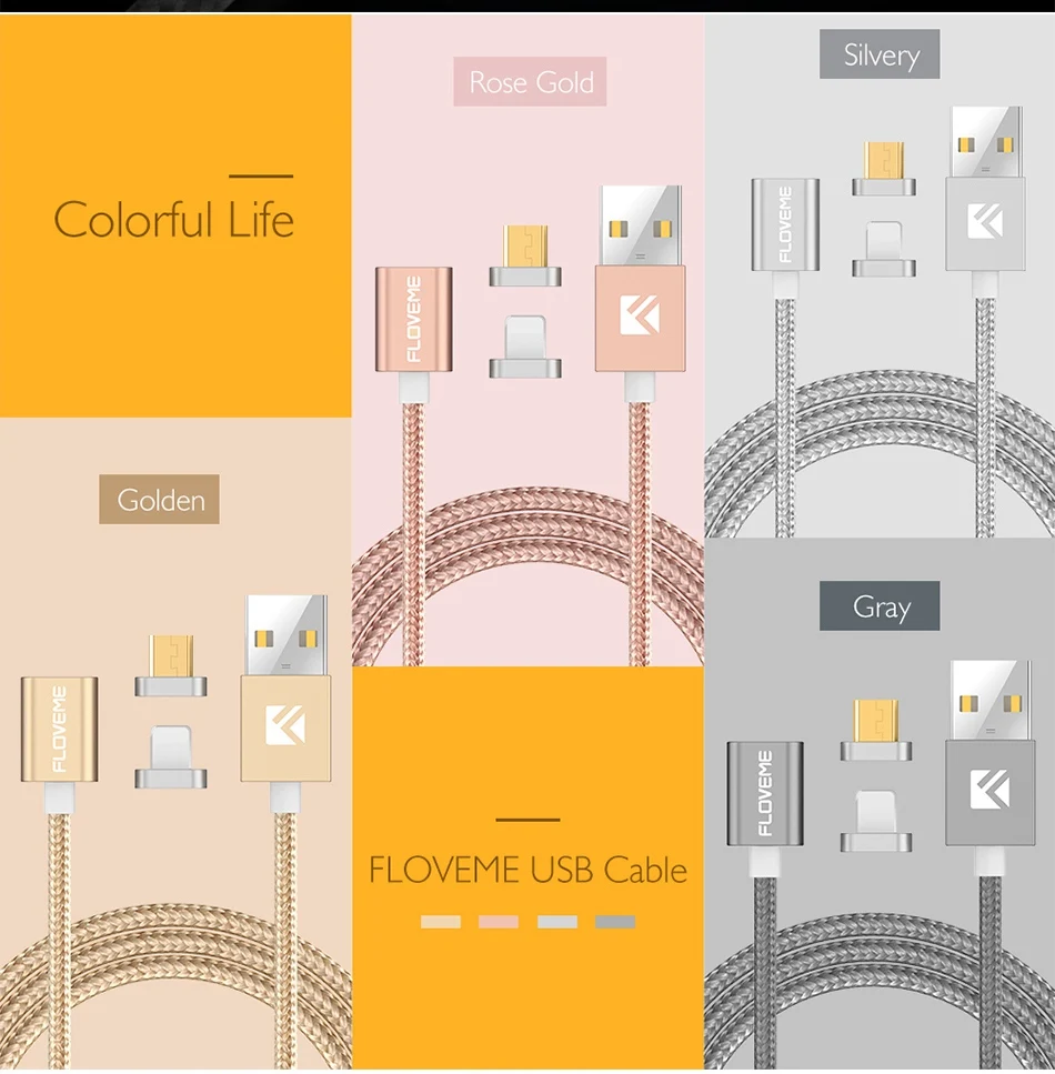 Magnetic USB Cable Upgraded 1 Line 2 USB For iPhone 7 6 6S Plus 5 5S SE Cables Micro USB (10)