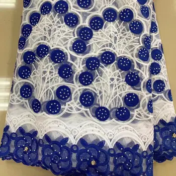 

White And Blue African Lace Fabric Embroidered Tulle Nigerian Lace Fabric High Quality French Net Lace Fabric For Women Dress