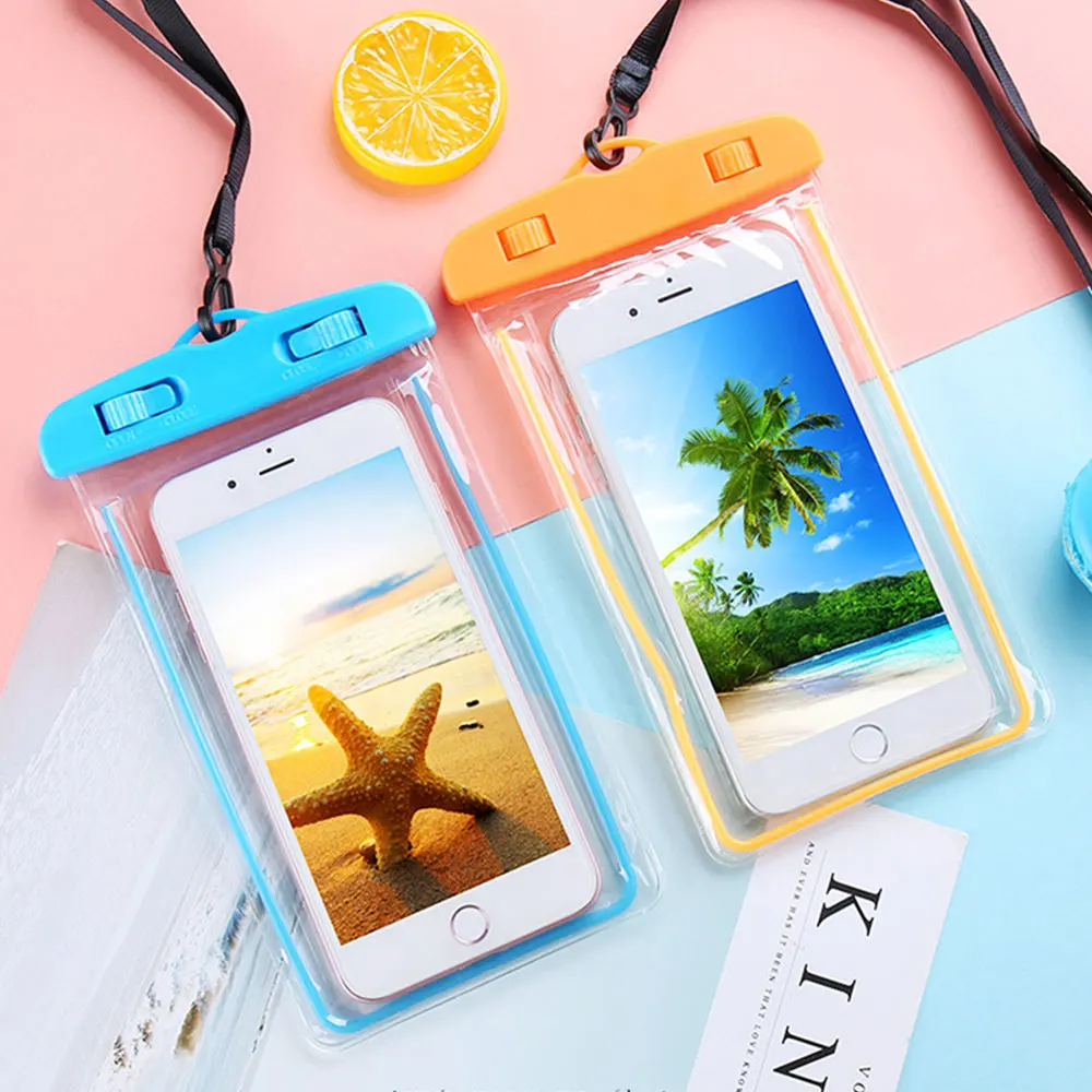 For iPhone 7 8 X Phone Bags Cases Luminous Waterproof Bag For xiaomi Mi A2 Outdoor Swimming Diving Waterproof Smartphone Case