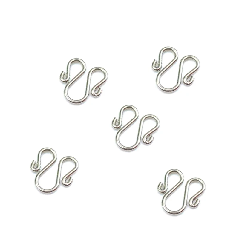 

2 Colors 50pcs 304 Stainless Steel Jewelry Making S-Hook Clasps for Necklace End Accessories, M Clasps 11x12mm, 1.0mm thick