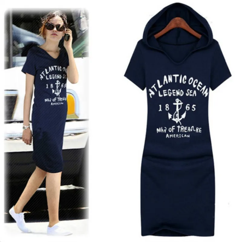 

2016 Maternity women spring fashion summer medium-long hooded dress t-shirt female short-sleeve loose one-piece dresses pregnant