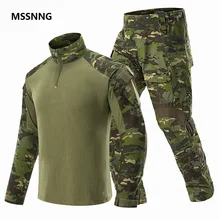 Military Clothing Sets Man Tactical Uniforms BDU Army Combat Suit Sets Camouflage Long Sleeve T-shirts Cargo Work Pants