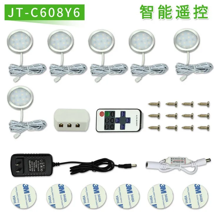 

LED Under Cabinet Lighting 6PCS LED Puck Llights with Wireless RF Remote Dimmable for Under Counter,Shelf Furniture Lights