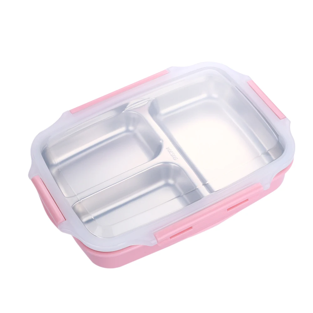 1PC 1100ml Stainless Steel Plastic Lunch Box Large capacity Microwave