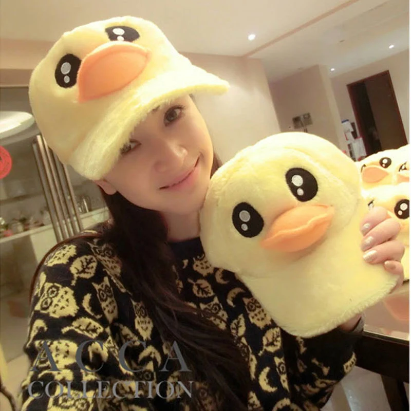 Cartoon Yellow Duck Baseball Caps for Children Kids Cashmere Keep Warm Winter Casquette Snapback Gorras Boys Girls Peaked Cap baseball cap,snapback cap