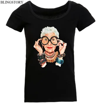 

BLINGSTORY Women's Big Size Designer Print Cotton T-shirt Short-sleeved O-neck Casual Tops Summer Women Tee S-6XL