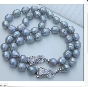 

set of 12-13mm south sea baroque silver grey pearl necklace18" bracelet 7.5-8"
