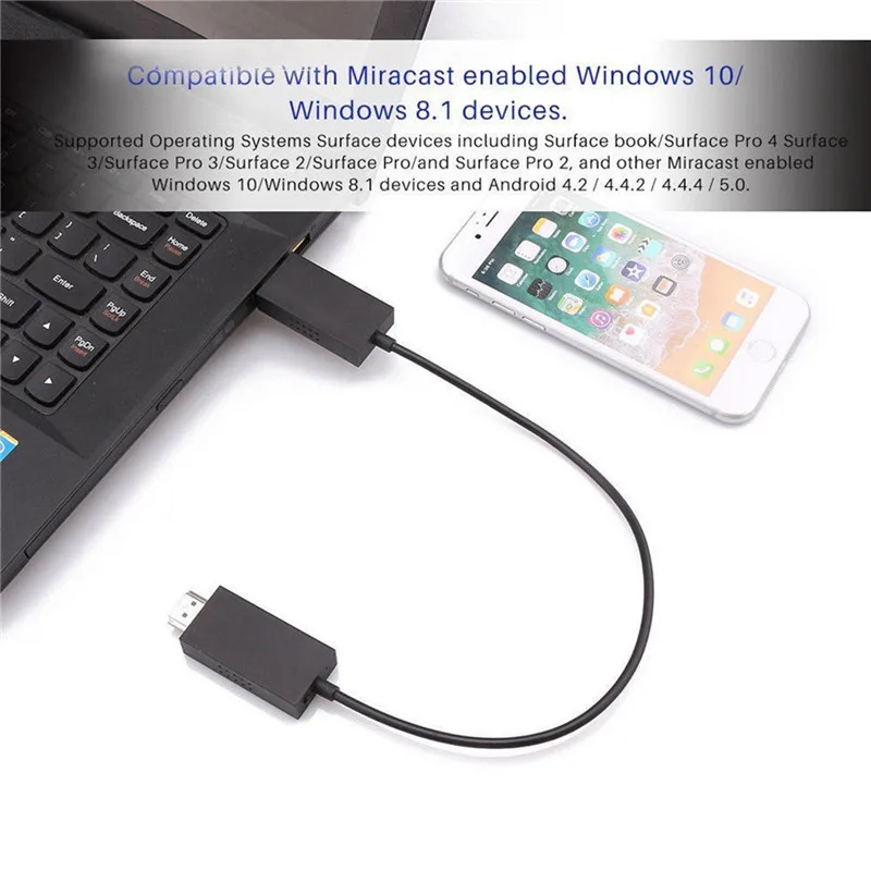 Высококачественный 1 шт. беспроводной дисплей адаптер для microsoft беспроводной дисплей V2 спутниковый ресивер HDMI и USB порт черный