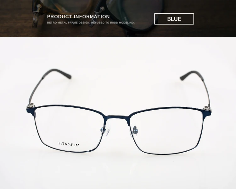Большие квадратные титановые очки, оправа, широкие очки для чтения, оправа для мужчин, Ретро стиль, оптические очки, подходят для близорукости, прозрачные очки для глаз - Цвет оправы: Blue