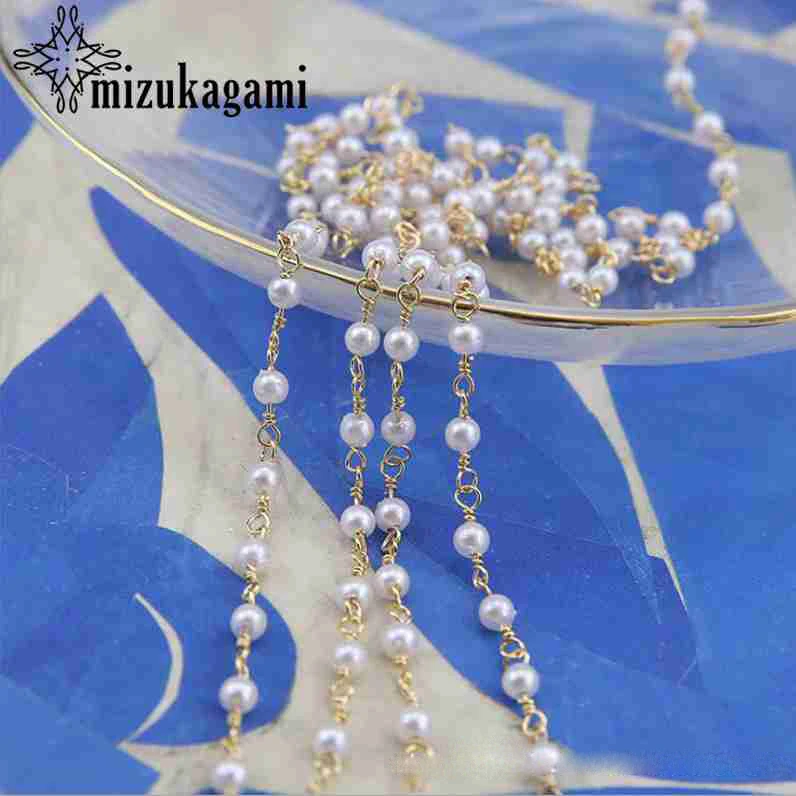 Handmade 0.5 Meter Golden Plated Pearl Crystal Tassel Chain For DIY Fashion Tassel Earrings Jewelry Making Accessories - Окраска металла: 7