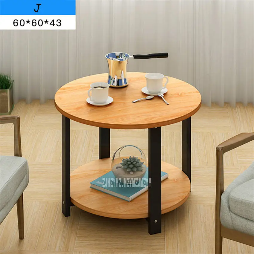 H15 Современный Лаконичный маленький круглый стол для спальни журнальный столик для гостиной Противоскользящий мини-столик со стальными трубками - Цвет: J