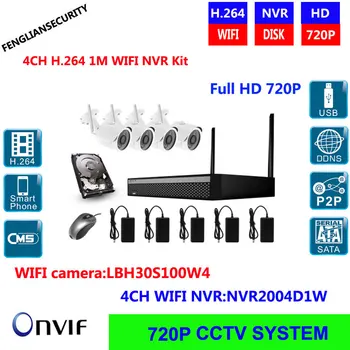 

1.3MP 4ch 720P Wireless NVR kit Outdoor IR Night Vision 25M IR range wifi Camera Home Security System Surveillance