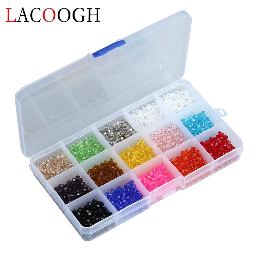 

1710pcs/box Top AAA Quality 15 Mixed Colors 4mm Faceted Austrian Crystal Bicones Beads Loose Spacer Beads for Jewelry Making