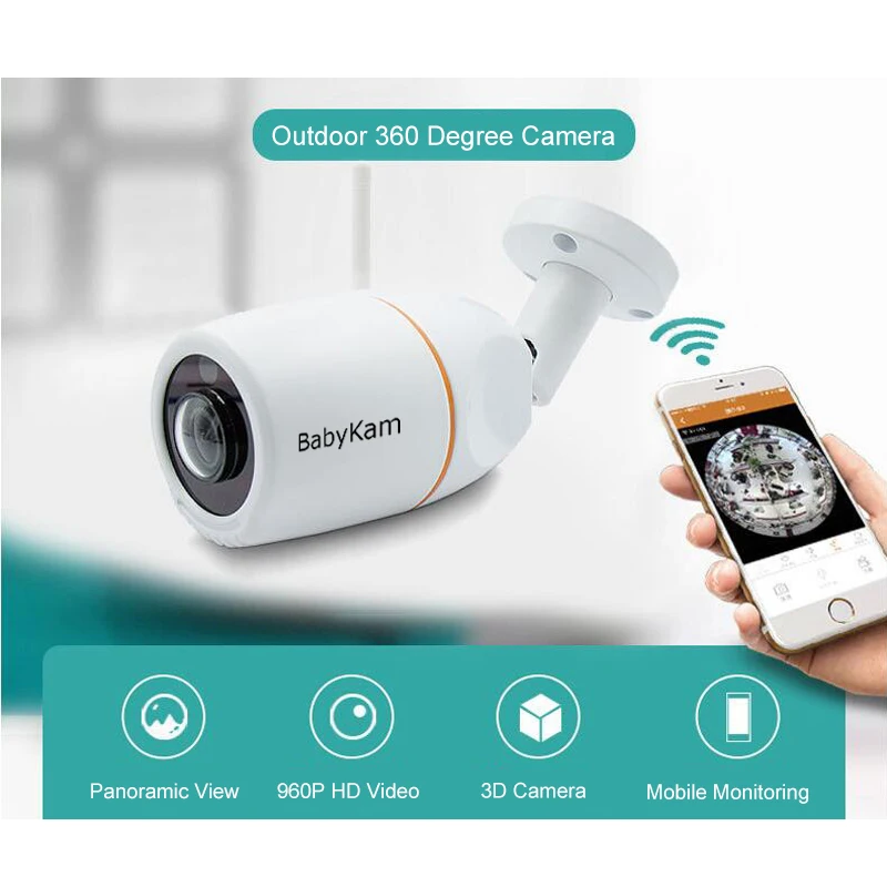 BabyKam наружная 360 градусов камера VR панорамная HD 960P беспроводная Wifi IP рыбий глаз 1 44
