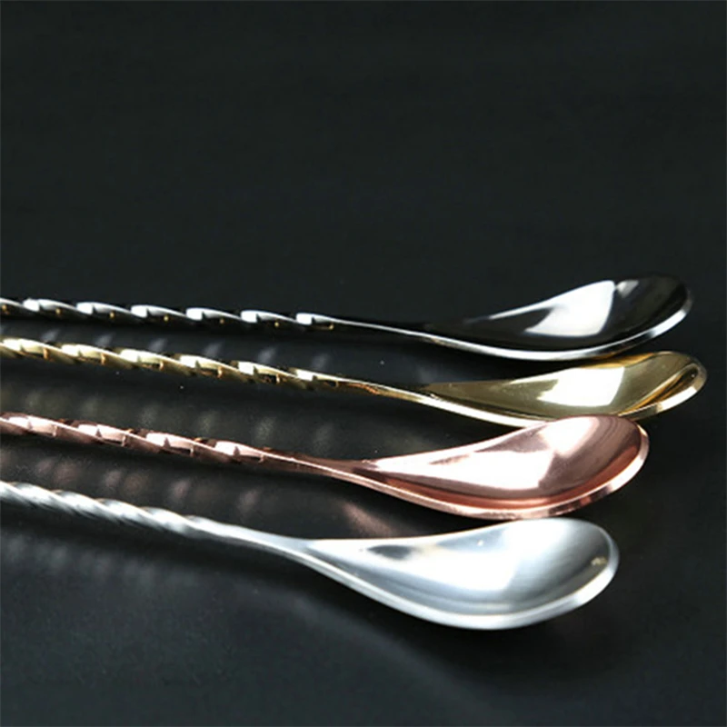 Cocktail Spoon Bar Spoon Stainless Steel Mixing Spiral Pattern Bar Teadrop Spoon  Bar Tool Bartender Tools