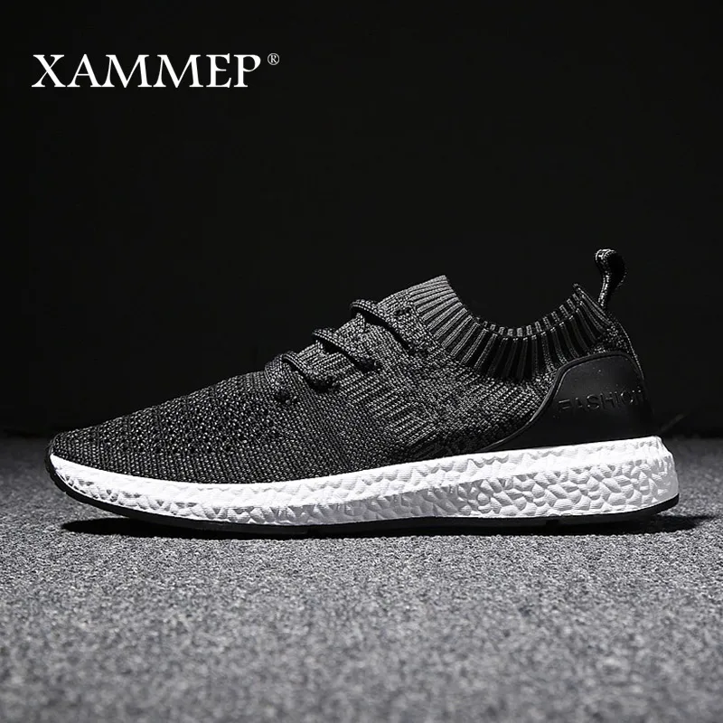 STYLE1-Black Gray Мужская повседневная обувь; брендовая мужская обувь; мужские кроссовки; мужская обувь на плоской подошве без шнуровки; лоферы из сетчатого материала; дышащая обувь; сезон весна-осень; большие размеры 45, 46; Xammep - Цвет: STYLE1-Black Gray