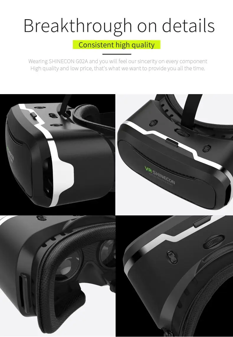 VR Shinecon II 2.0 Helmet Cardboard Virtual Reality Glasses Mobile Phone 3D Video Movie for 4.7-6.0 Smartphone with Gamepad 11 (16)