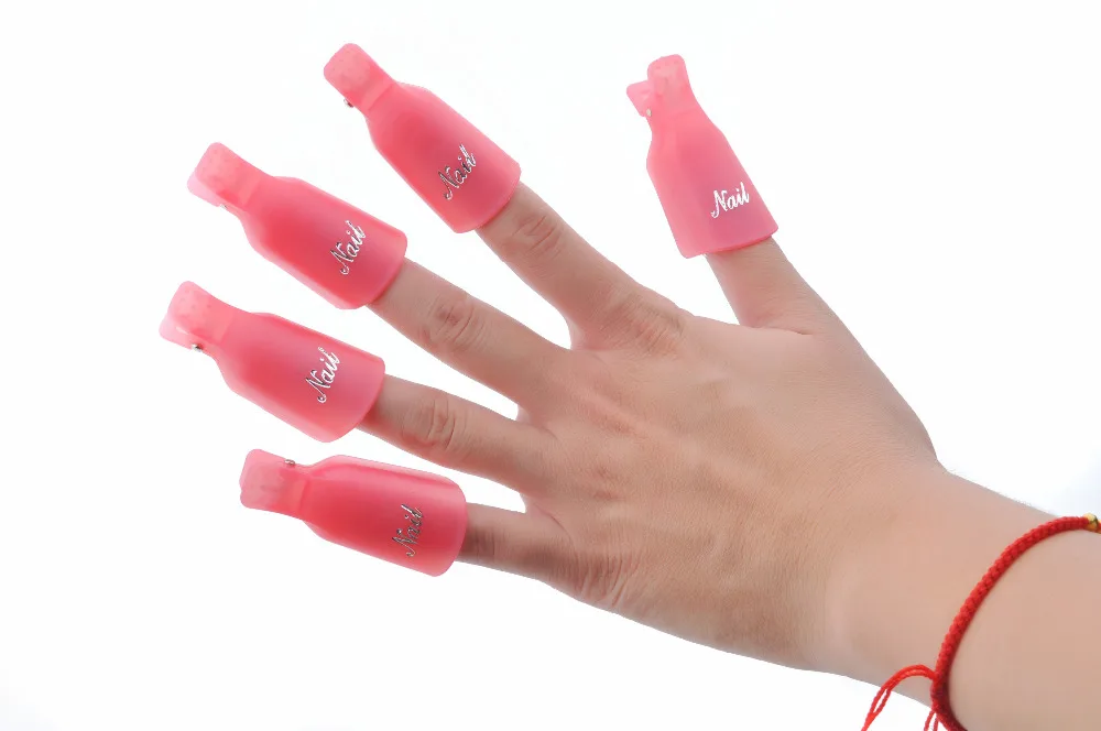 Hot Sale 10pcs Nail Art Tools Plastic Gel Polish Remover Caps Clip