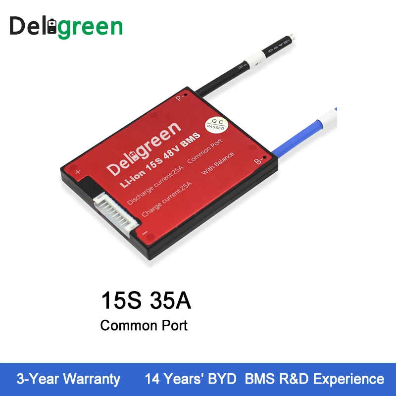 

Deligreen 15S 35A 48V PCM/PCB/BMS for 3.2V Rated lithium battery pack 18650 LiFePO4 Battery Pack
