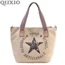 Большая звезда напечатаны винтажные холщовые сумки на плечо для женщин Новая повседневная сумка большая емкость дорожная сумка для женщин Bolsos PJL088