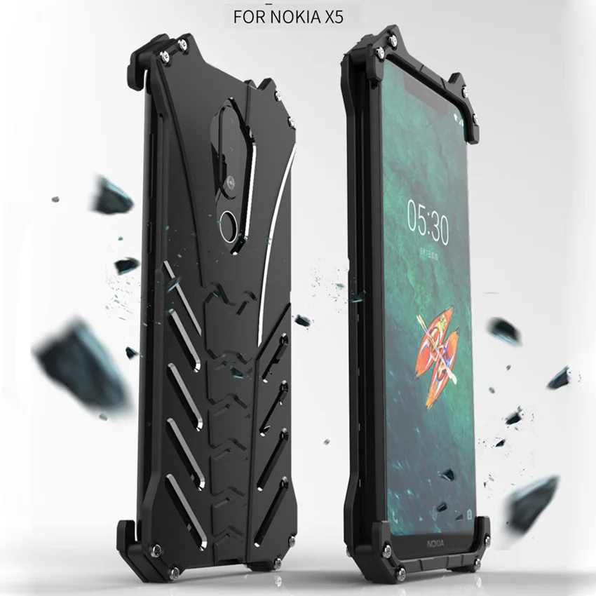 Для NOKIA X5 чехол R-JUST роскошный Бэтмен Алюминиевый металлический для Nokia 5 1 Plus Чехол