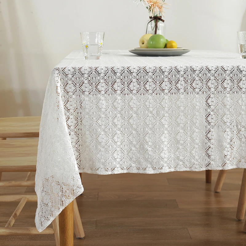 White Lace Tablecloth Decortive Table Cloth Rectangular Tablecloth Dining Table Cover Wedding Party Banquet Table Cloth Decor