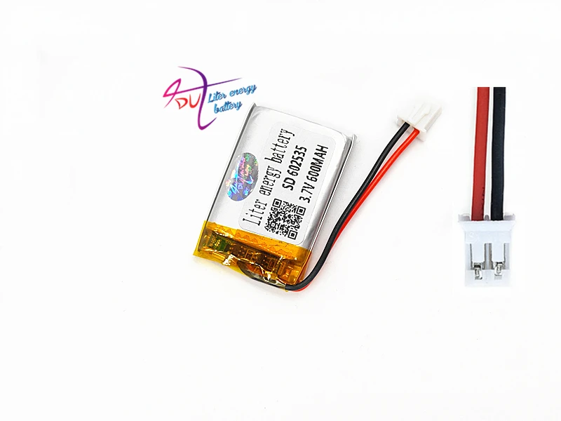 

JST PH 2.0mm 2pin 3.7V 600mAh Lithium Polymer LiPo Rechargeable Battery with 602535 connector For PAD camera GPS Speaker laptop