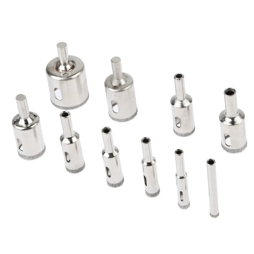 10pcs Diamond Coated Hss Drill Bit Set Tile Marble Glass Ceramic Hole Saw Drilling Bits For Power Tools 6mm-30mm 10pcs Diamond Coated Hss Drill Bit Set Tile Marble Glass Ceramic Hole Saw Drilling Bits For Power Tools 6mm-30mm