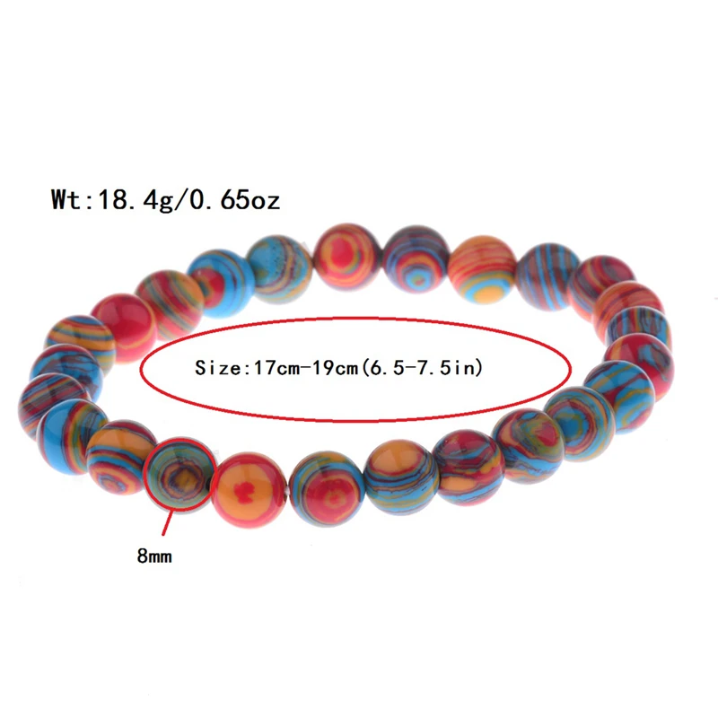 2020 Colorful Chakra Stone Beaded Women Bracelet 8mm Charm Men Ethnic Stretch Bracelets Fashion Jewelry AB176