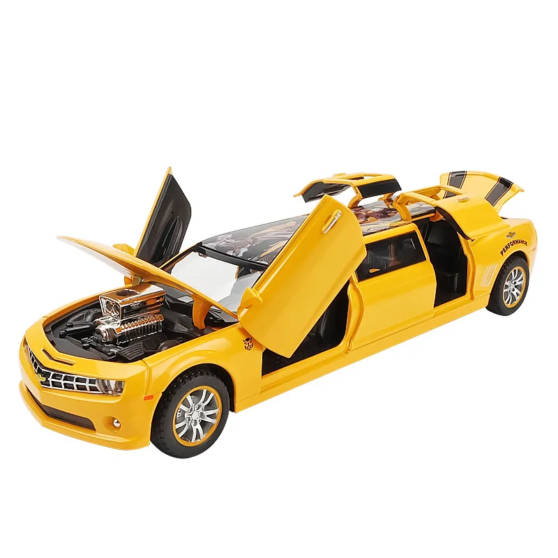 Удлиненная желтая модель автомобиля Comalo, Высококачественная модель автомобиля из 1:32 сплава, музыкальные и мигающие 6 открывающихся дверей - Цвет: Цвет: желтый