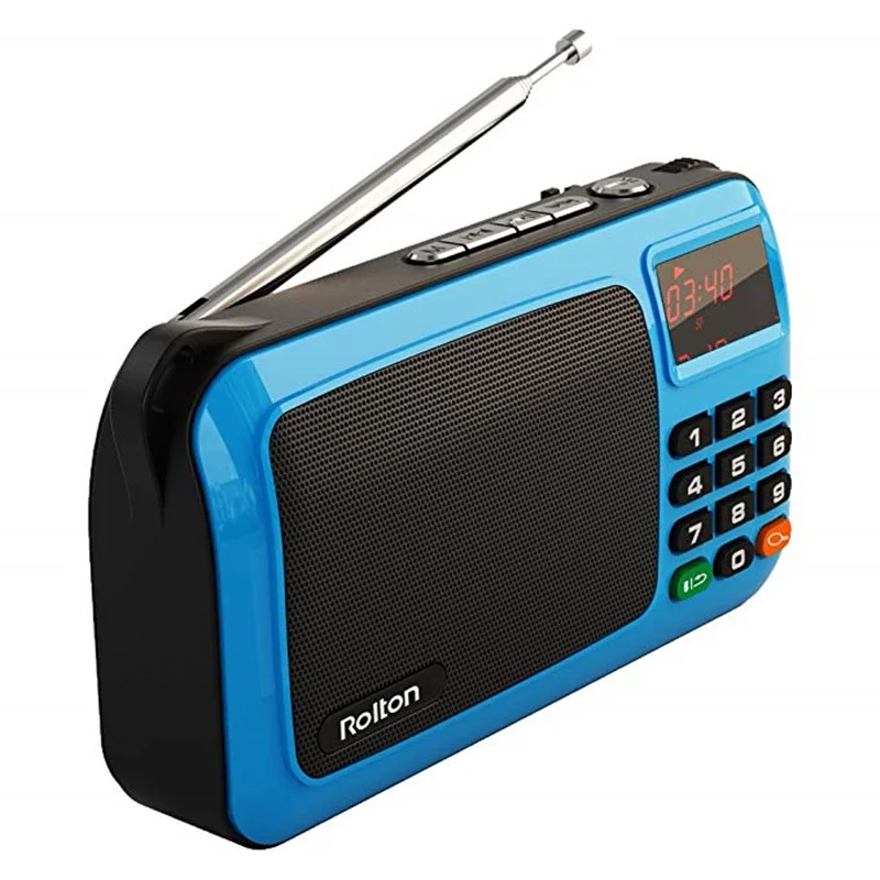 Rolton W405 портативный мини FM радио TF карта USB приемник Mp3 динамик музыкальный плеер с светодиодный дисплей фонарик для ПК IPod Телефон - Цвет: 1PCS Blue radio