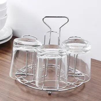 

Stylish Mug Tree Iron Holder Coffee Cups Drain Organizer 6 Racks Stand Bottle Dish Drying Kitchen Living Room Accessory