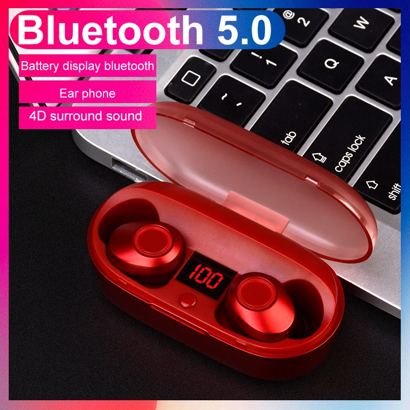

IPX5 Waterproof Wireless Bluetooth 5.0 TWS Earphone with LED Display Charging Box for IOS Android Phone