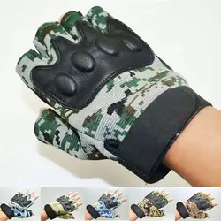 Камуфляж тактики перчатки половину палец Для мужчин армии поклонников специальный открытый для верховой езды Нескользящие износостойкие