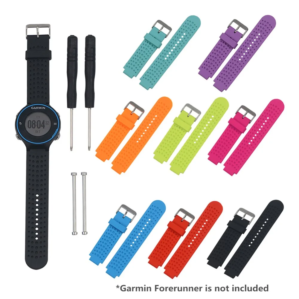 

8 Colors Wrist Strap for Garmin Forerunner 220 230 235 630 620 735XT Watch With Tools Pins Sports Silicone Watch Band Strap
