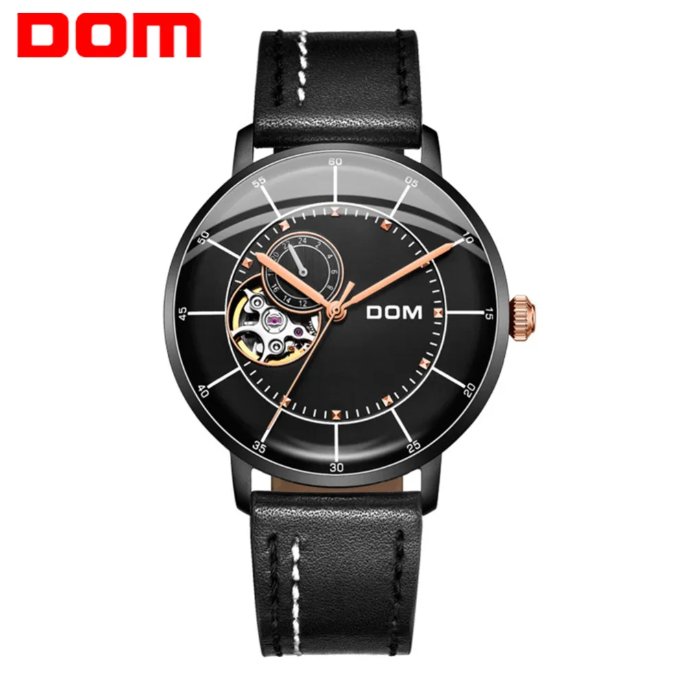 

DOM Automatic Watch Men Fashion Mechanical Watches Business Mens Casual Leather Strap Male Skeleton Wristwatch Top Brand M-8119
