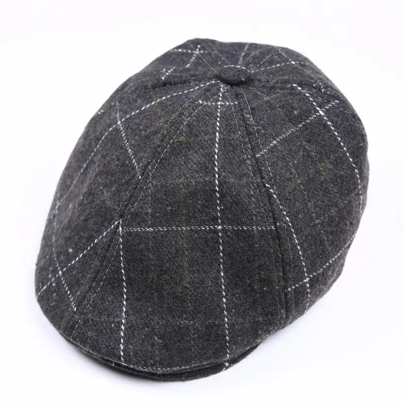 

Autumn Winter Toddler Baby Boy Plaid Felt Beret Hat For Children Flat Ivy Cap Kids Spring 1-3Y