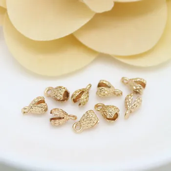 

10PCS 4x7MM 24K Champagne Gold Color Plated Brass Thread Cord Wire Cover Clasps High Quality Diy Jewelry Accessories