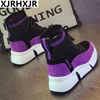 XJRHXJR-baskets montantes pour femme, chaussures de marche plates vulcanisées à 40, collection chaussures décontractées, 2022 ► Photo 1/6