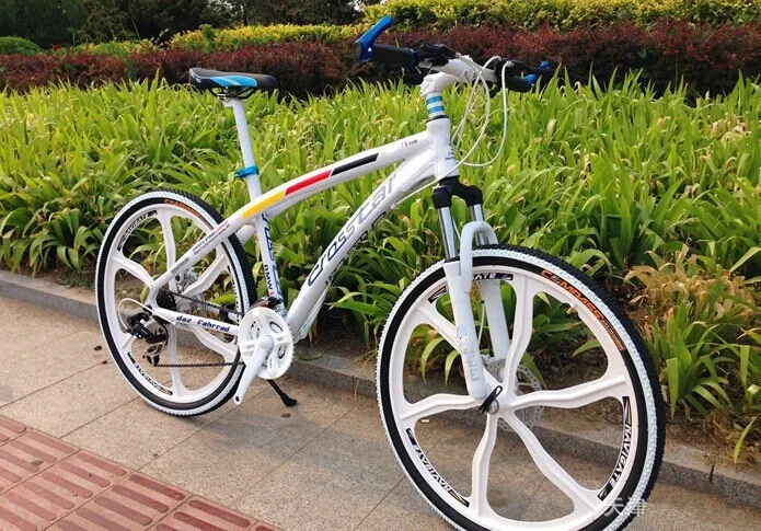 Cheap 26 inch 21 speed white rainbow mountain bike road bikes double disc brake MTB bicycle free shipping 3