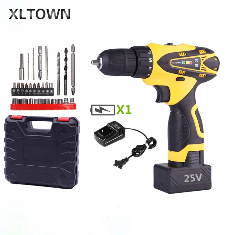 

XLTOWN 25v Electric Drill with 27 Drill bits Multi-function Rechargeable Lithium Battery Electric Screwdriver power tools