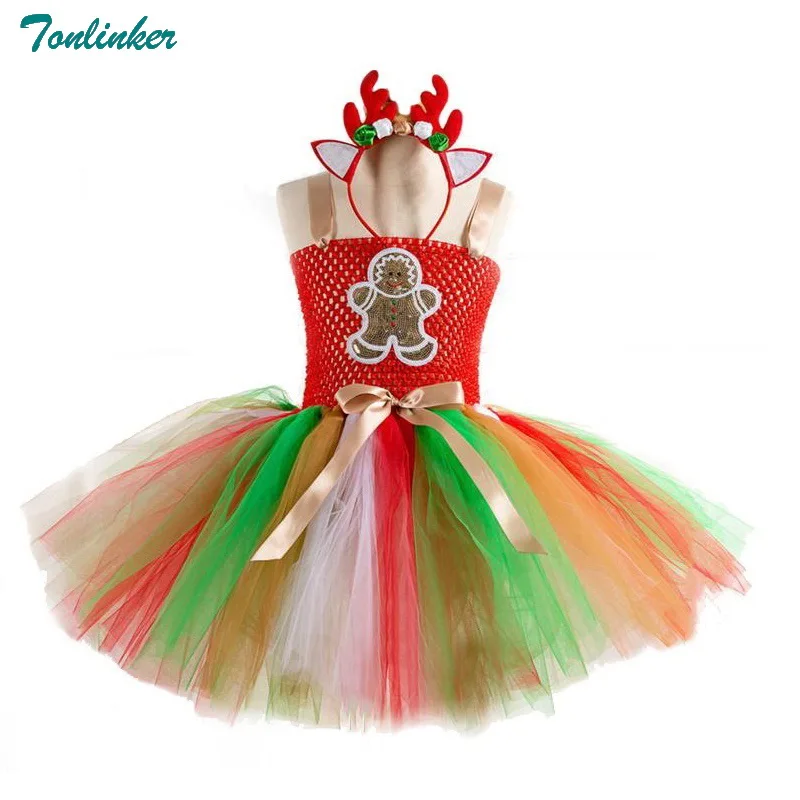 

Flower Girls 2018 Christma Tutu Dress Rainbow Princess Girls Birthday Party Dress Children Kids Sequin Costume+Hair Hoop 2-10Y
